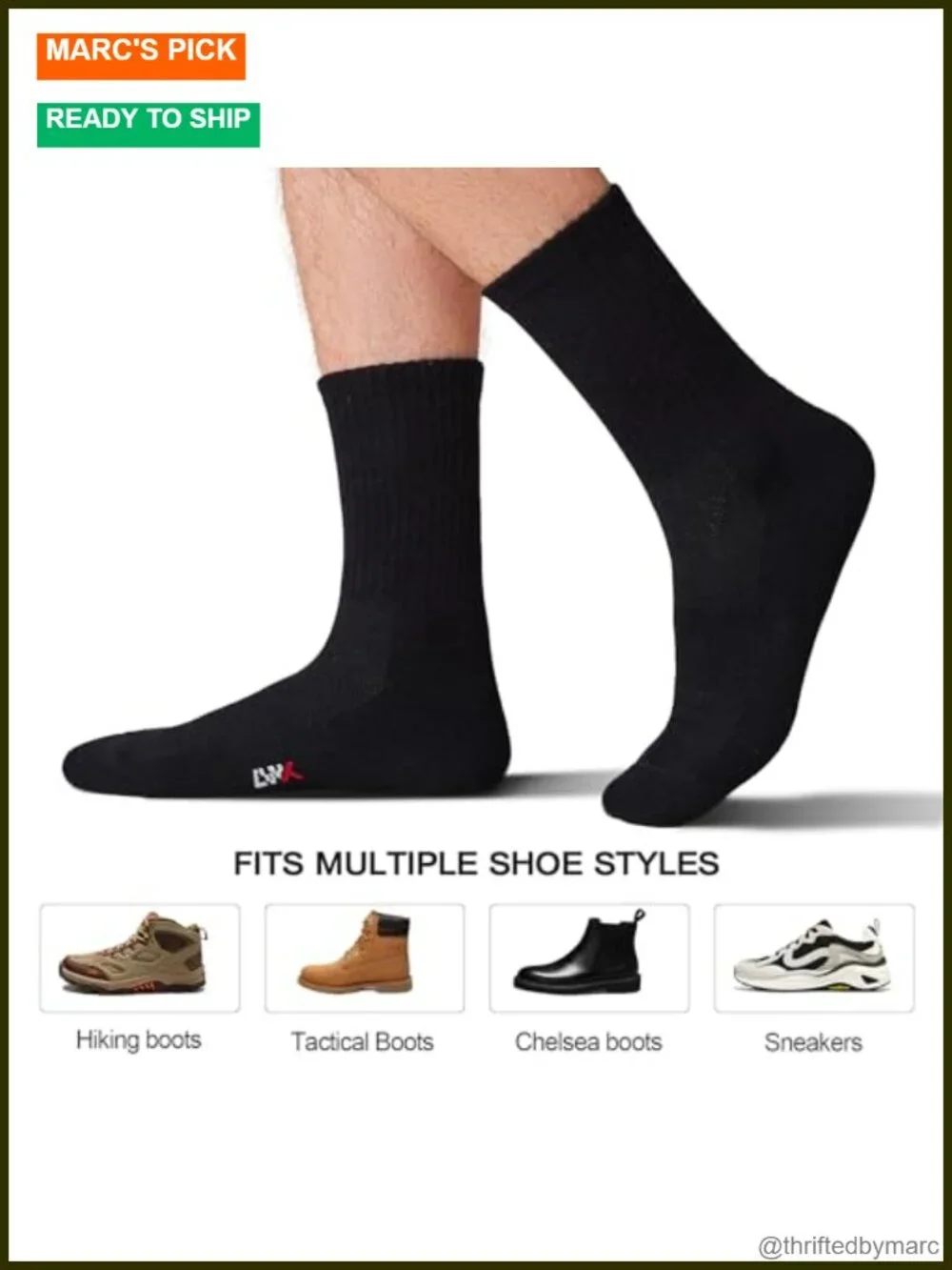 Men's Bamboo Viscose Thick Cushioned Crew Socks 6-Pack Gift Box